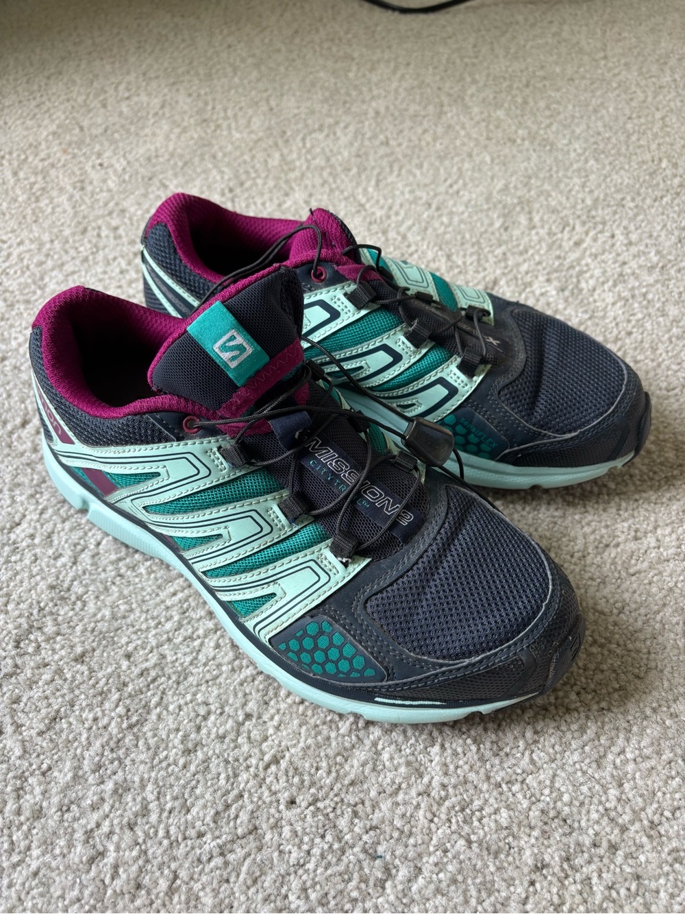 Salomon Trail Running Shoes in Teal, Navy & Magenta